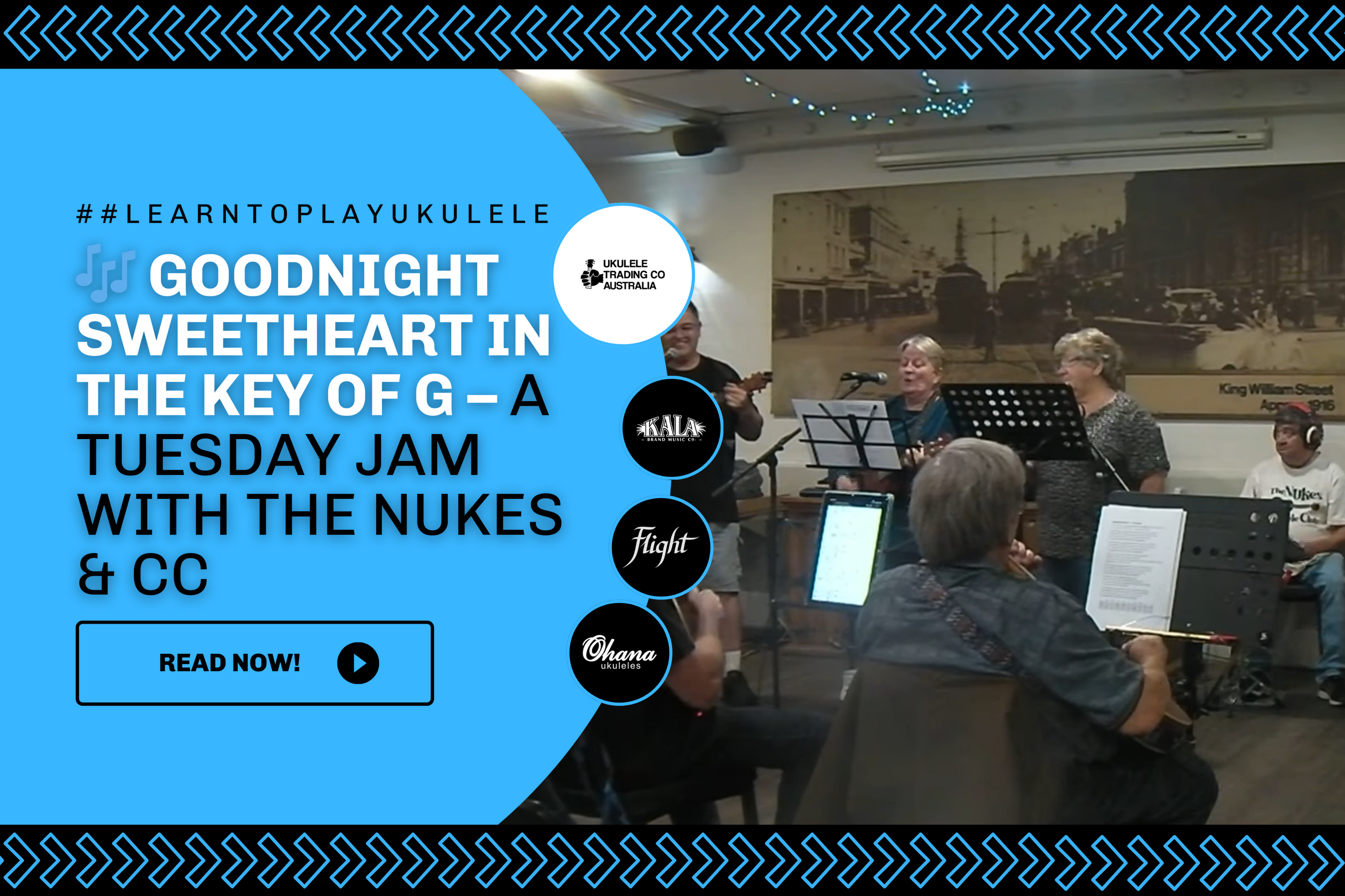 Ukulele group The NUkes performing “Goodnight Sweetheart” in the key of G at a live jam in Salisbury, South Australia.