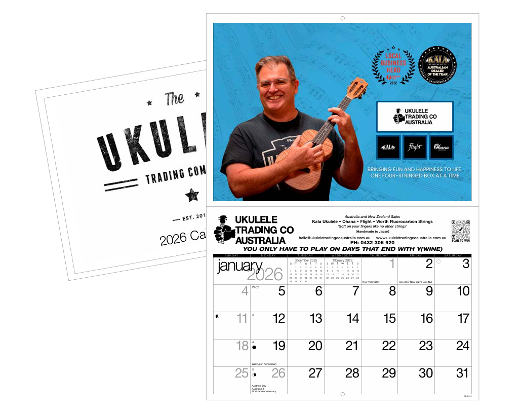 Limited Edition 2026 Ukulele Calendar – Monthly Ukulele Photography, Practice Inspiration & Organized Layout