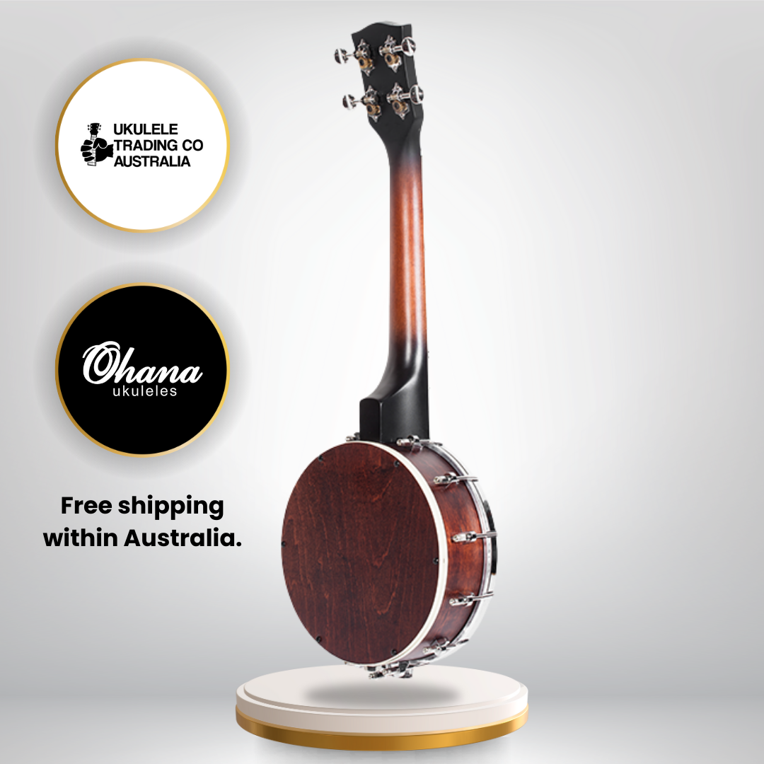 Ohana CK-120BUC Closed Back Banjolele with Maple body and Remo WeatherKing head