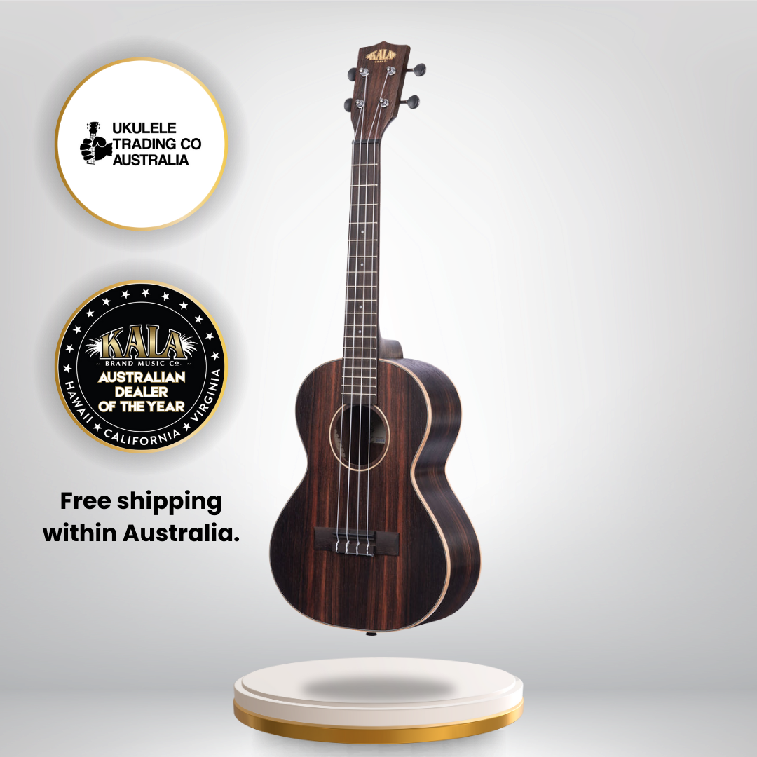 Kala KA-EBY-T Tenor Ukulele – Striped Ebony Body with Maple Binding
