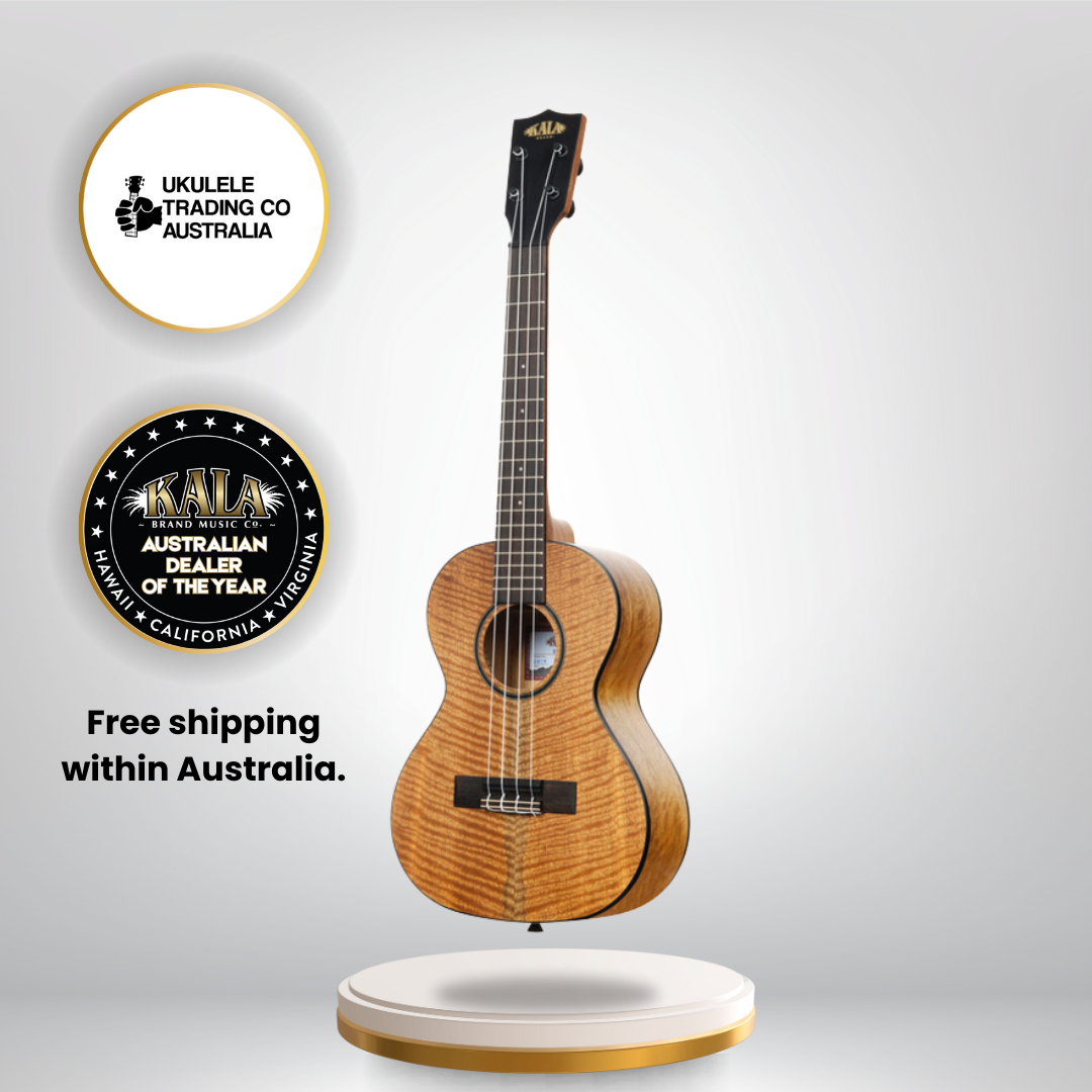 Kala KA-CM-T Curly Mango Tenor Ukulele – front view highlighting curly mango grain