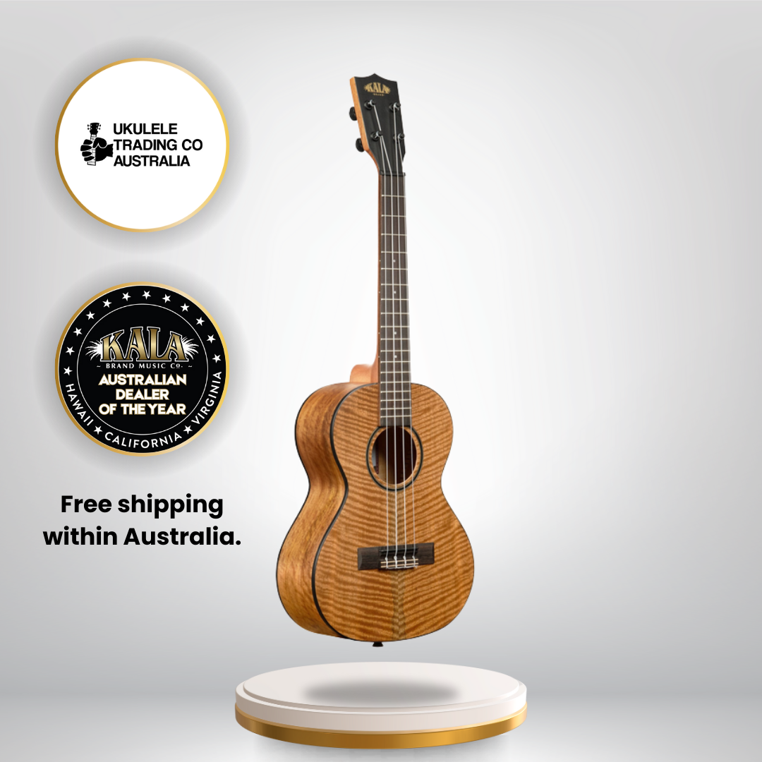 Kala KA-CM-T Curly Mango Tenor Ukulele – front view highlighting curly mango grain
