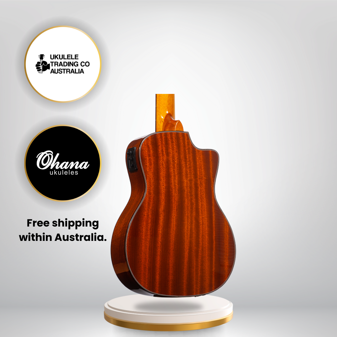 Ohana BK-35GCE-LH – All-Solid Mahogany Left-Handed Baritone Ukulele