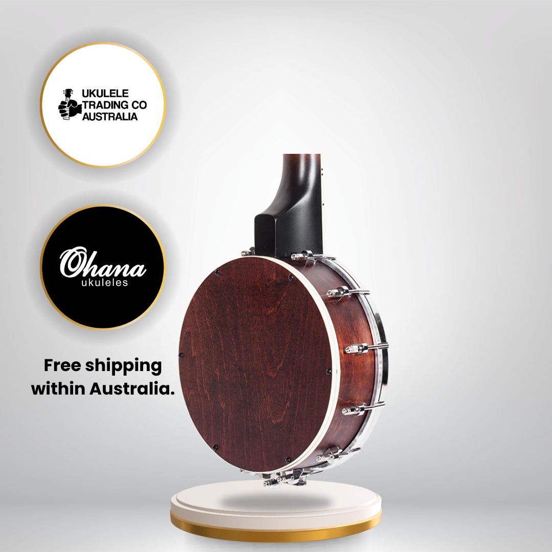 Ohana CK-120BUC Closed Back Banjolele with Maple body and Remo WeatherKing head