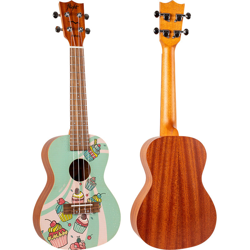 The Flight AUC-33 Cupcake Concert Ukulele features a tasty cupcake design by the talented Argentinian artist, Macuco.art.  Free Shipping