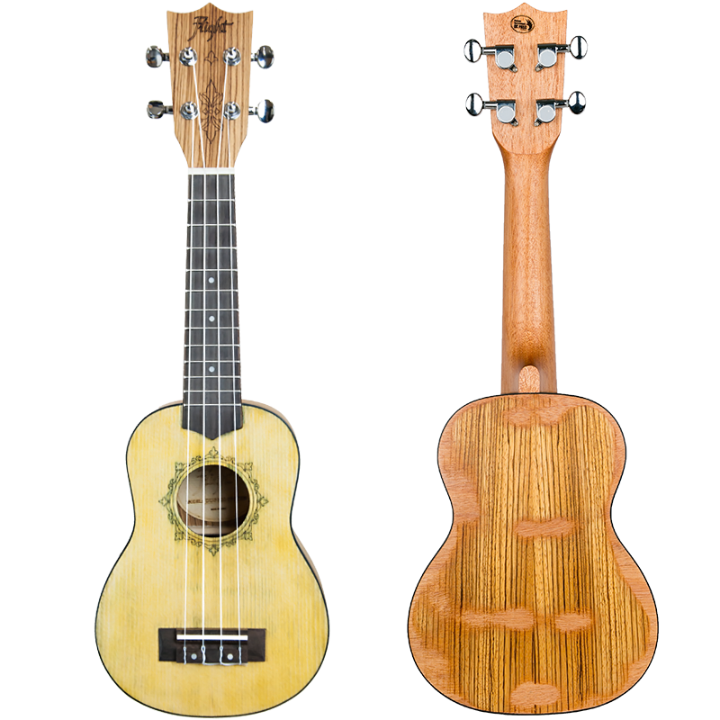 Made of distressed laminate spruce and laminate zebrawood, the Flight DUS330 Relic is a very unique ukulele.  Flight DUS330 Relic Soprano Ukulele with Bag and Free Shipping