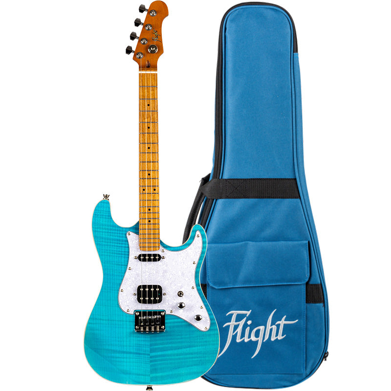 Flight Pathfinder Ocean Blue Baritone Electric Ukulele with Gigbag, Setup and Free Shipping.
