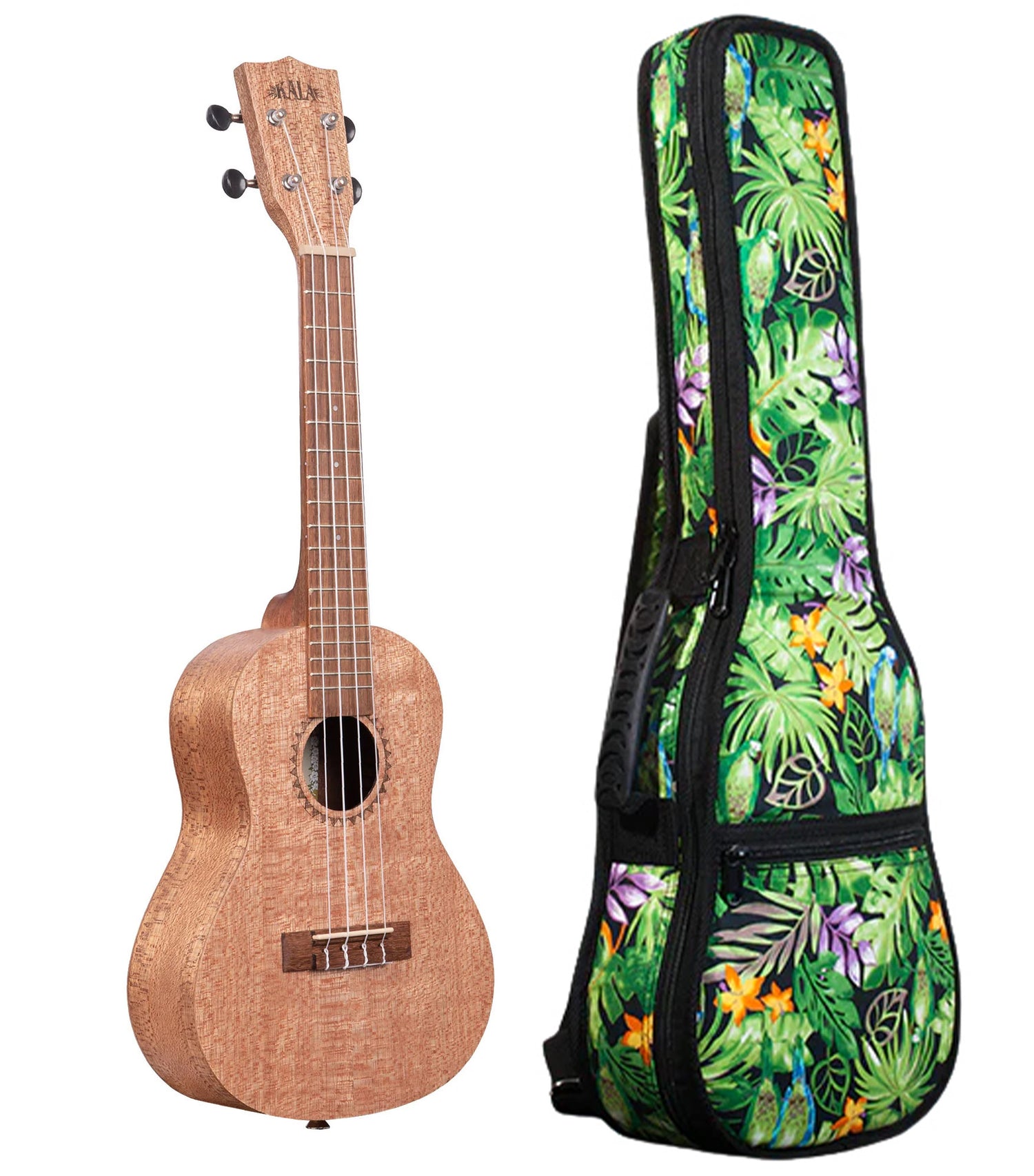 KA-20C Burled Meranti Concert Ukulele Includes Gigbag Floral Print, Padded with Backpack Straps