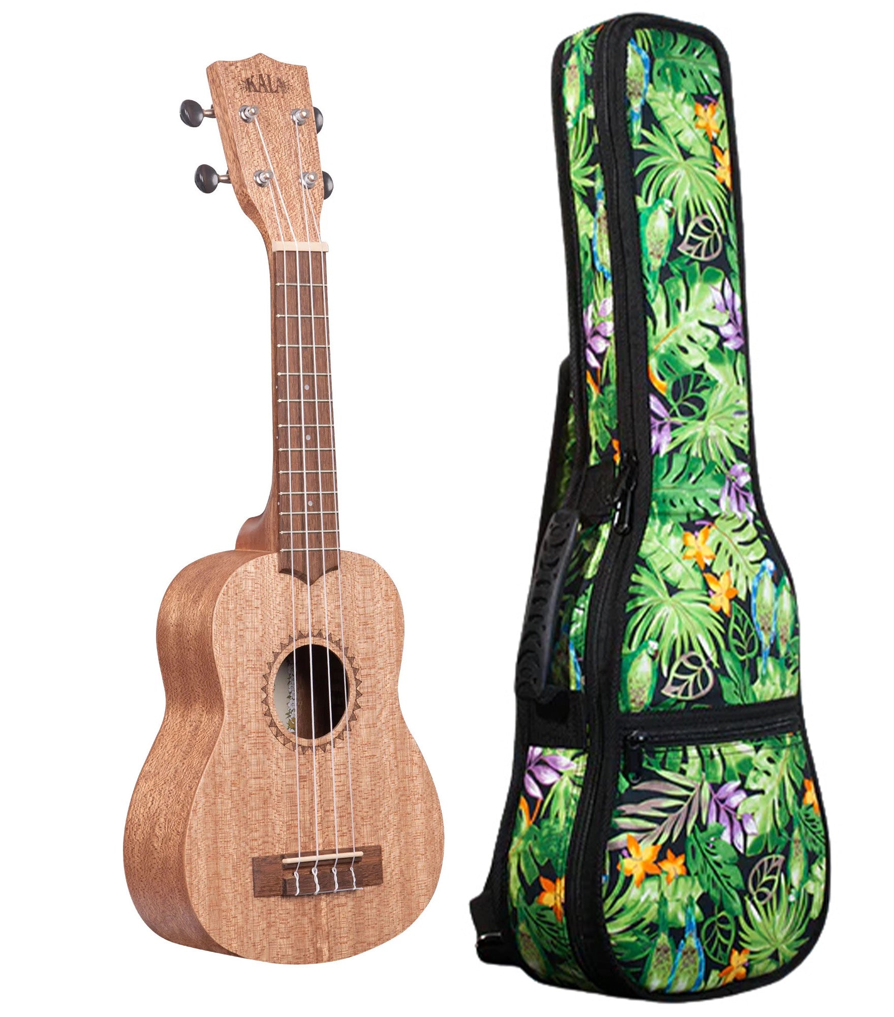 KA-20S Burled Meranti Soprano Ukulele Includes Gigbag Floral Print, Padded with Backpack Straps