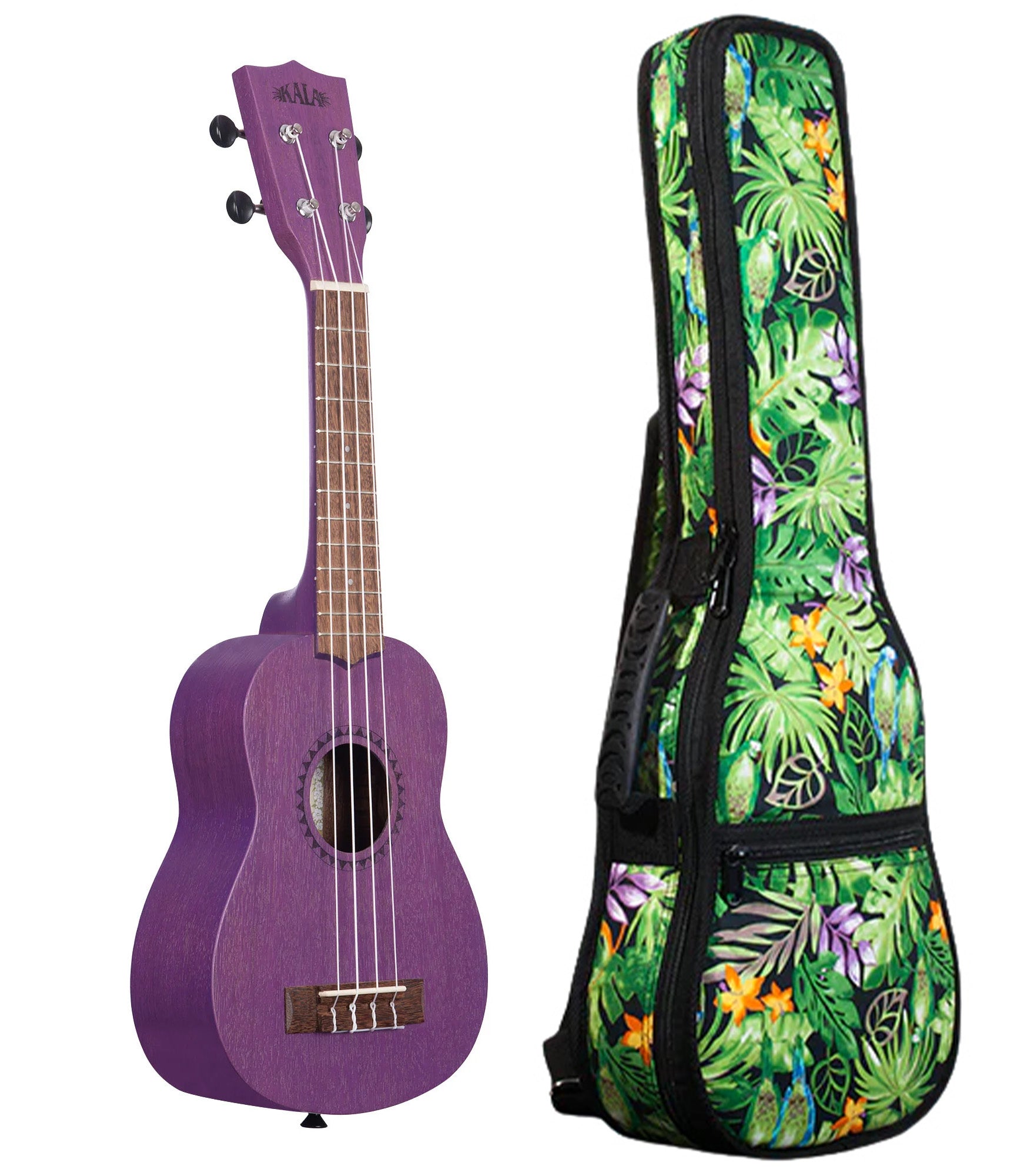 KA-MRT-PUR-S Royal Purple Watercolor Meranti Soprano Ukulele Includes Gigbag Floral Print, Padded with Backpack Straps