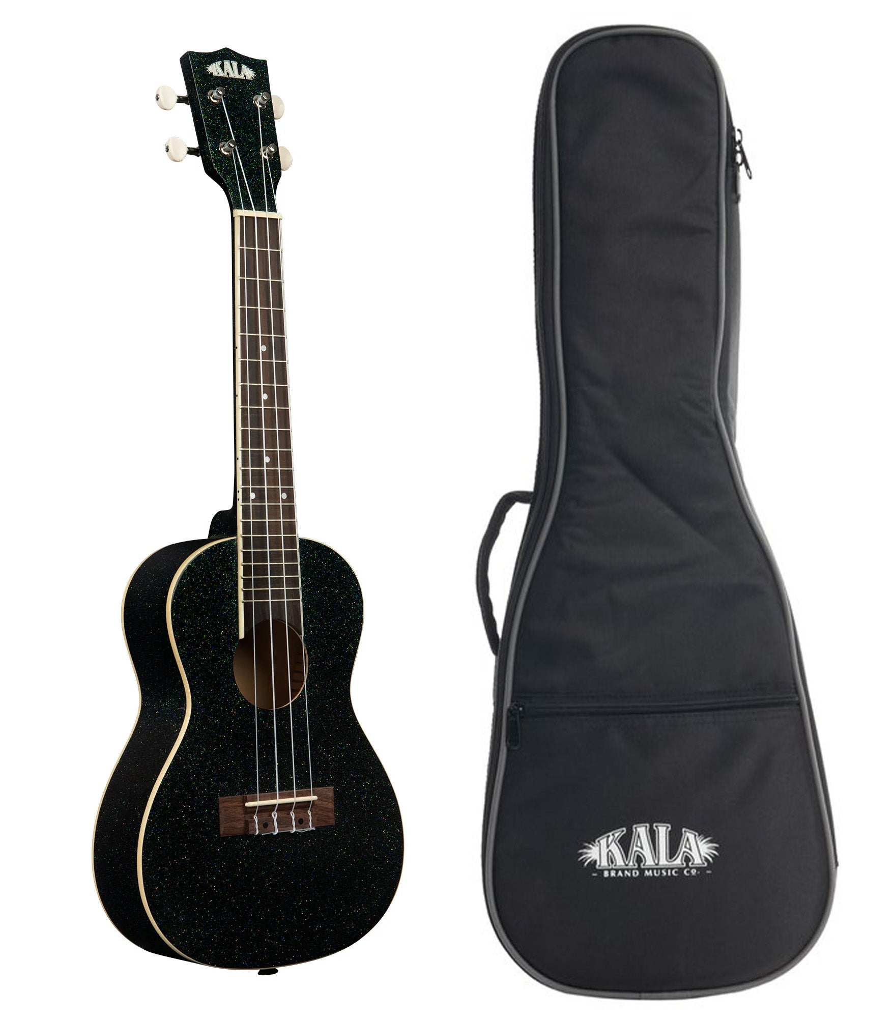 KA-SPRK-BLACK Kala Sparkle Series GALAXY BLACK CONCERT UKULELE w/Gigbag