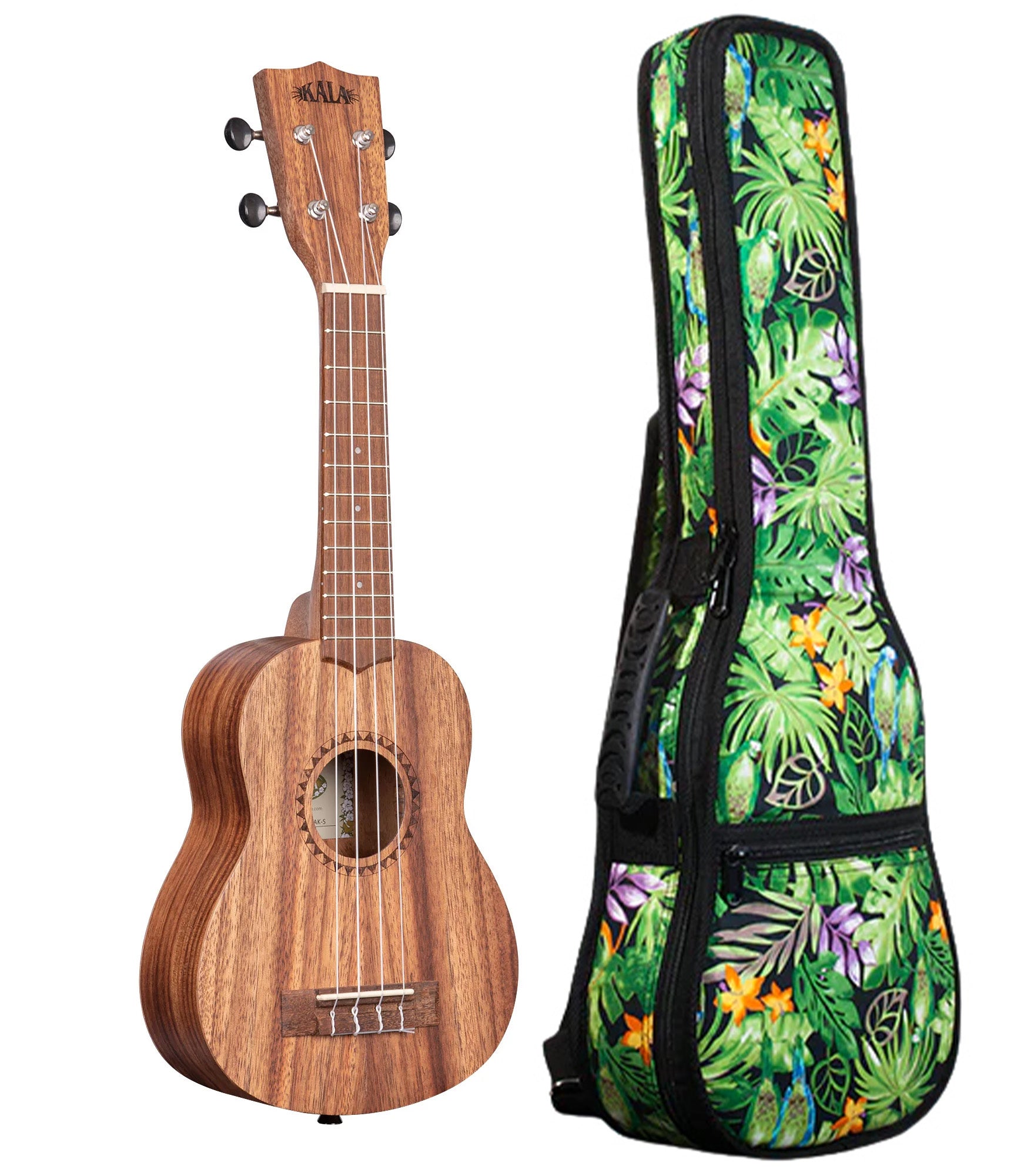 KA-TEAK-S Teak Soprano Ukulele Includes Gigbag Floral Print, Padded with Backpack Straps