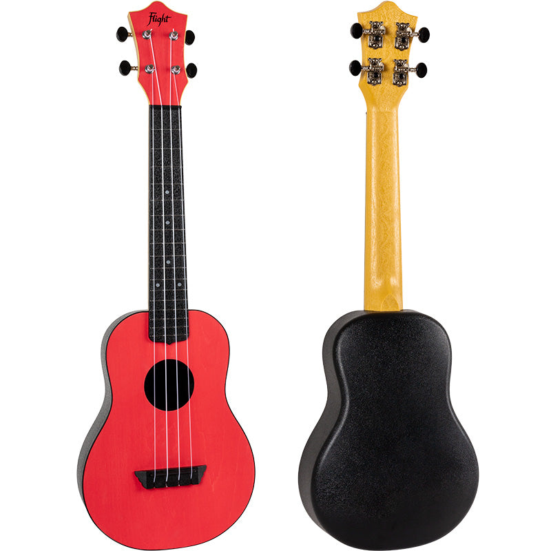 Flight TUC-35 Red Travel Concert Ukulele – Laminate Linden Top, ABS Body & Neck, Zero Fret, Aquila Nylgut Strings, Strap Button