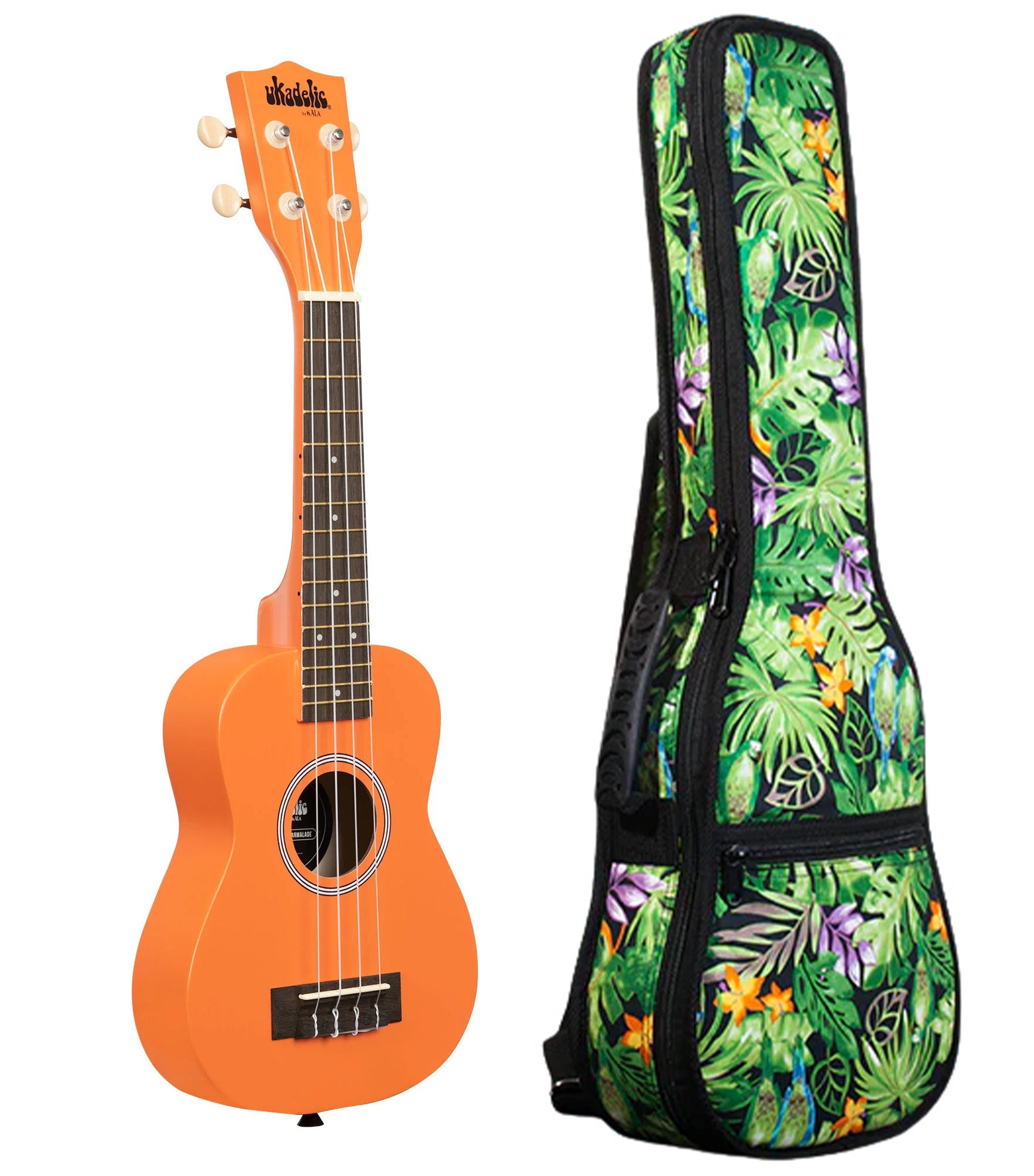 UK-MARMALADE Marmalade Ukadelic Soprano Ukulele Includes Gigbag Floral Print, Padded with Backpack Straps