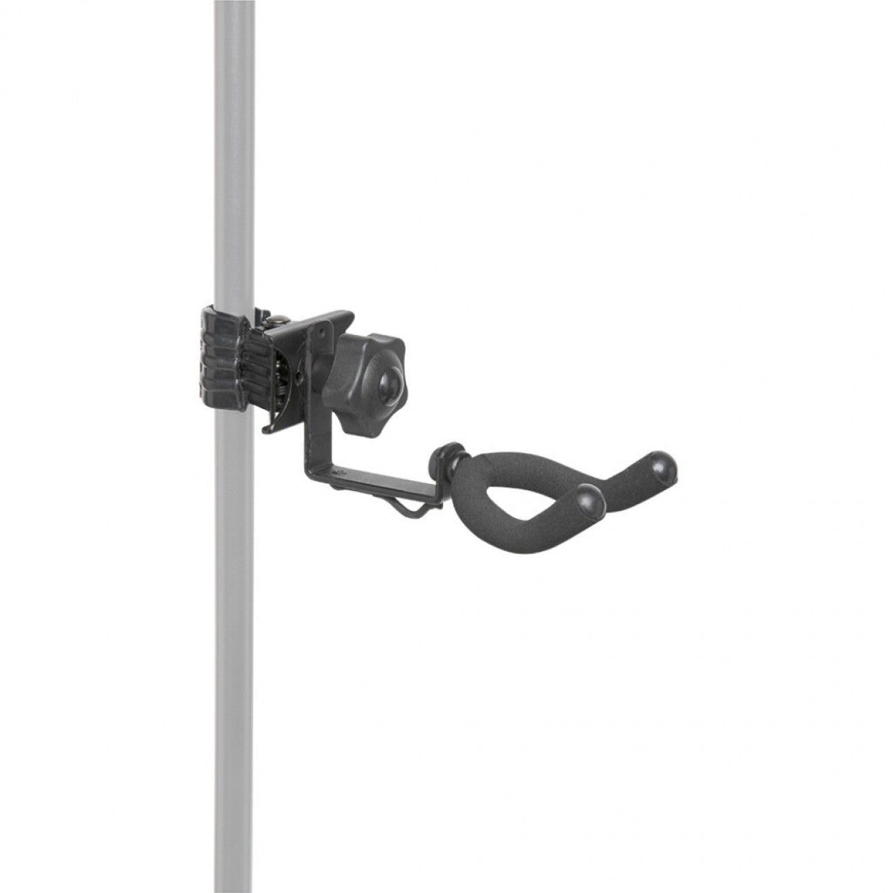 SCL-VH Ukulele Holder clamps to your Music stand or Mic stand Material: Metal (structure), rubber (anti-skid clamp) Fixing: On any 18-mm to 45-mm-diameter tube attachable to any cymbal, microphone or music stand Reinforced screw-in clamping system.