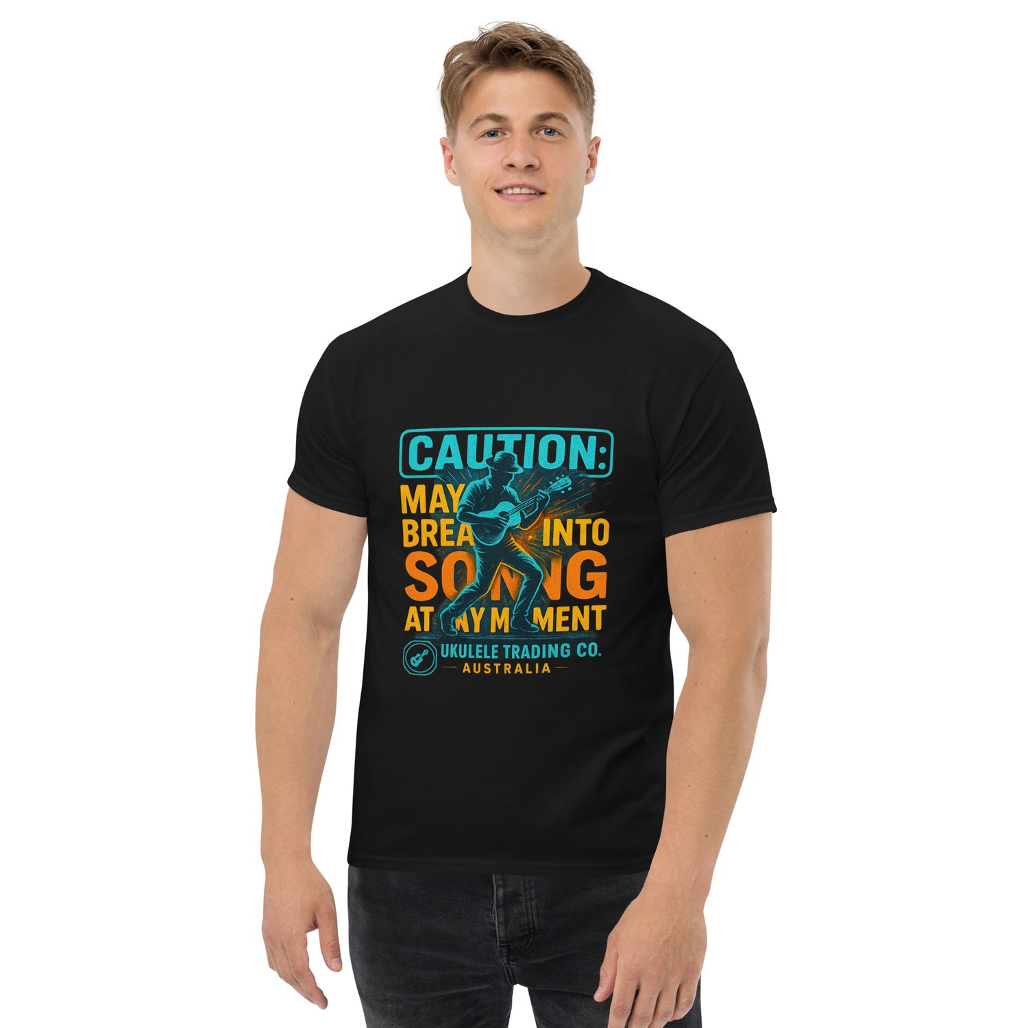 Caution may break into song ukulele graphic T-shirt
