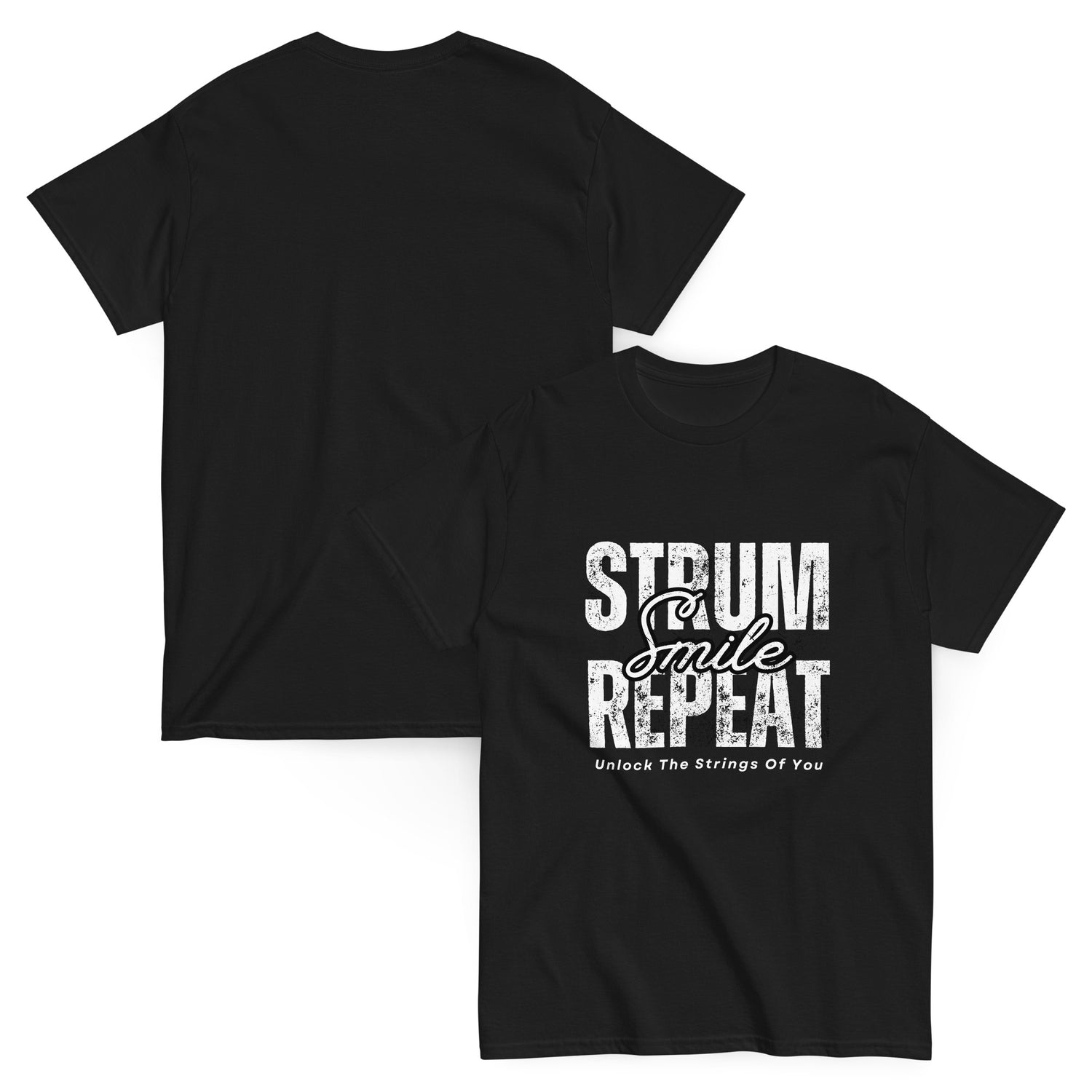 “Strum, Smile, Repeat” Ukulele T-Shirt for music lovers, perfect musician gift or festival tee.