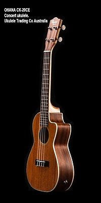 ukulele-trading-co-australia - OHANA CK-20CE Concert Electric Solid Mahogany Top FREE TUNER + POSTAGE + Setup - Ohana - Ukuleles