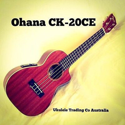 ukulele-trading-co-australia - OHANA CK-20CE Concert Electric Solid Mahogany Top FREE TUNER + POSTAGE + Setup - Ohana - Ukuleles
