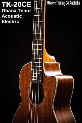 ukulele-trading-co-australia - NEW Tenor Electric Acoustic Ukulele Ohana TK-20CE Uke Solid Mahogany Wood Top - Ohana - Ukuleles