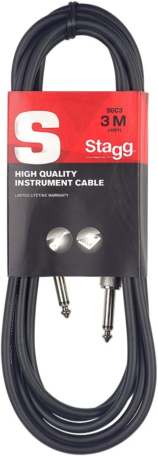 SGC3 Stagg Brand 10 Foot / 3 metres Ukulele/Guitar/Bass cable. Ukulele Trading Co Australia
