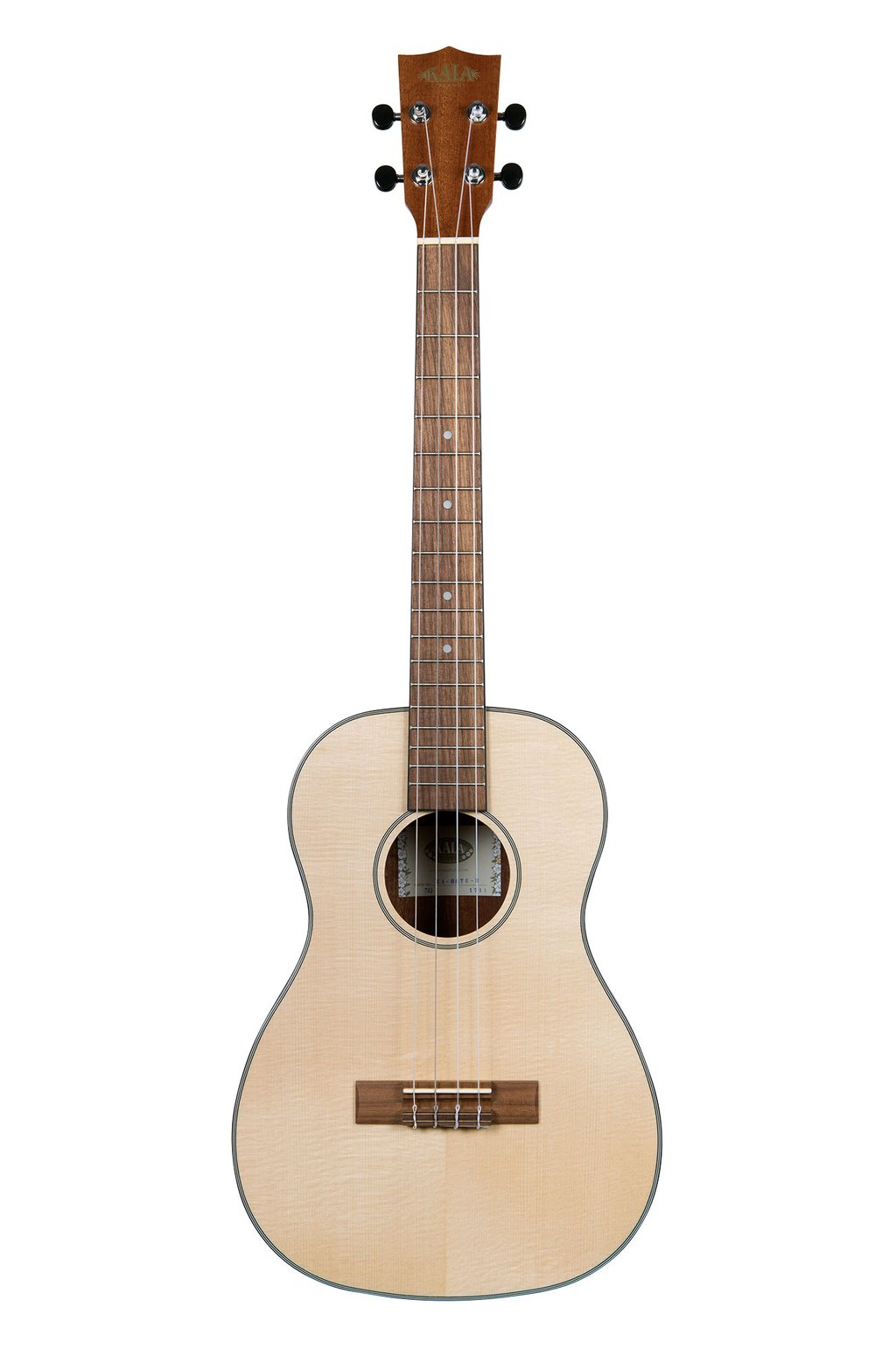 Kala KA-SSTU-B baritone ukulele the side view of the solid spruce top and mahogany back and sides the ukulele trading Co Australia