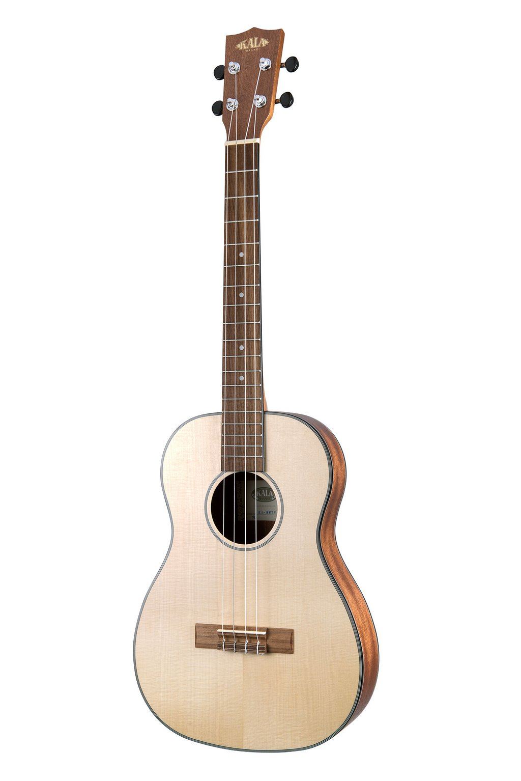 Kala KA-SSTU-B baritone ukulele the3/4 front view of the solid spruce top and mahogany back and sides the ukulele trading Co Australia