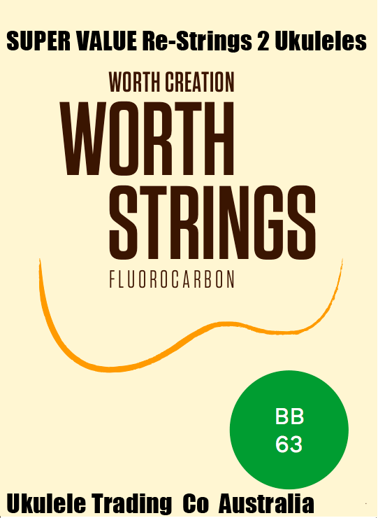 ukulele-trading-co-australia - BB Worth Brown Baritone DGBE Tuning CODE: B-B - 2 Restrings per Packet = Super Value. - Worth - Strings