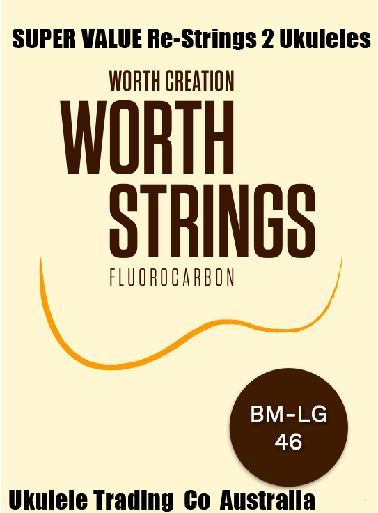 ukulele-trading-co-australia - BM-LG Worth Brown Medium Low-G Soprano/Concert - 2 Restrings per Packet = Super Value - Worth - Strings