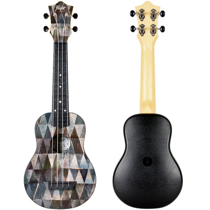 Flight TUS40 Arcana Travel Soprano Ukulele – Geometric Print Linden Top, ABS Body, Zero Fret &amp; Aquila Strings