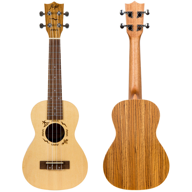 Looks like a zebra, roars like a lion! Like its little brother, the DUC525 is a lovely concert ukulele with a tone that is both punchy and warm, thanks to the unique combination of a spruce solid top and laminate zebrawood body. Flight DUC525 Concert Ukulele with Bag and Free Shipping
