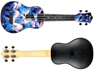 Flight TUS40 Graffiti Travel Soprano Ukulele – Street Art Print Linden Top, ABS Body, Zero Fret &amp; Aquila Strings