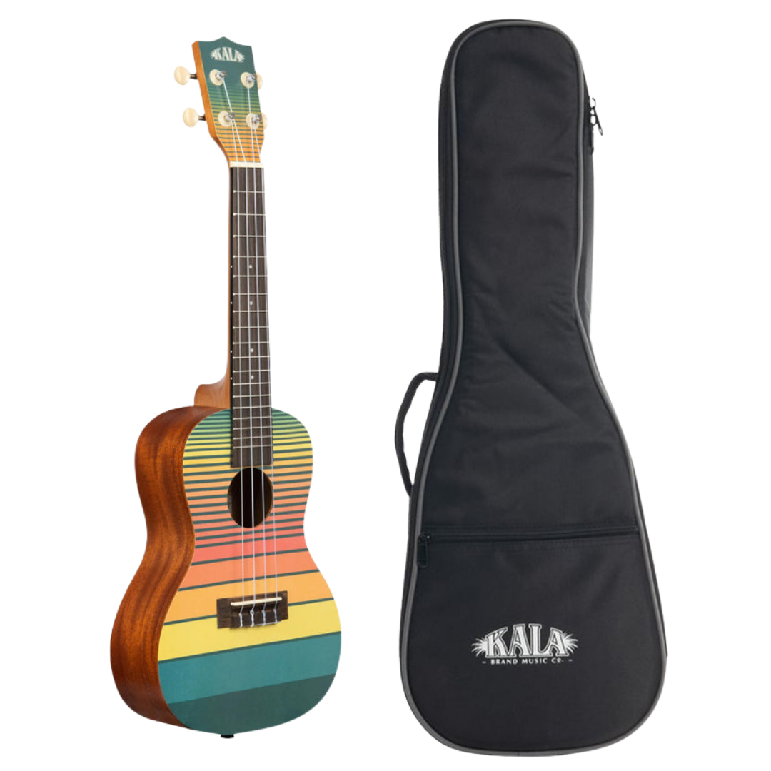 Kala Surf Dawn Patrol Concert Ukulele with gigbag – retro surfboard design, Aquila strings
