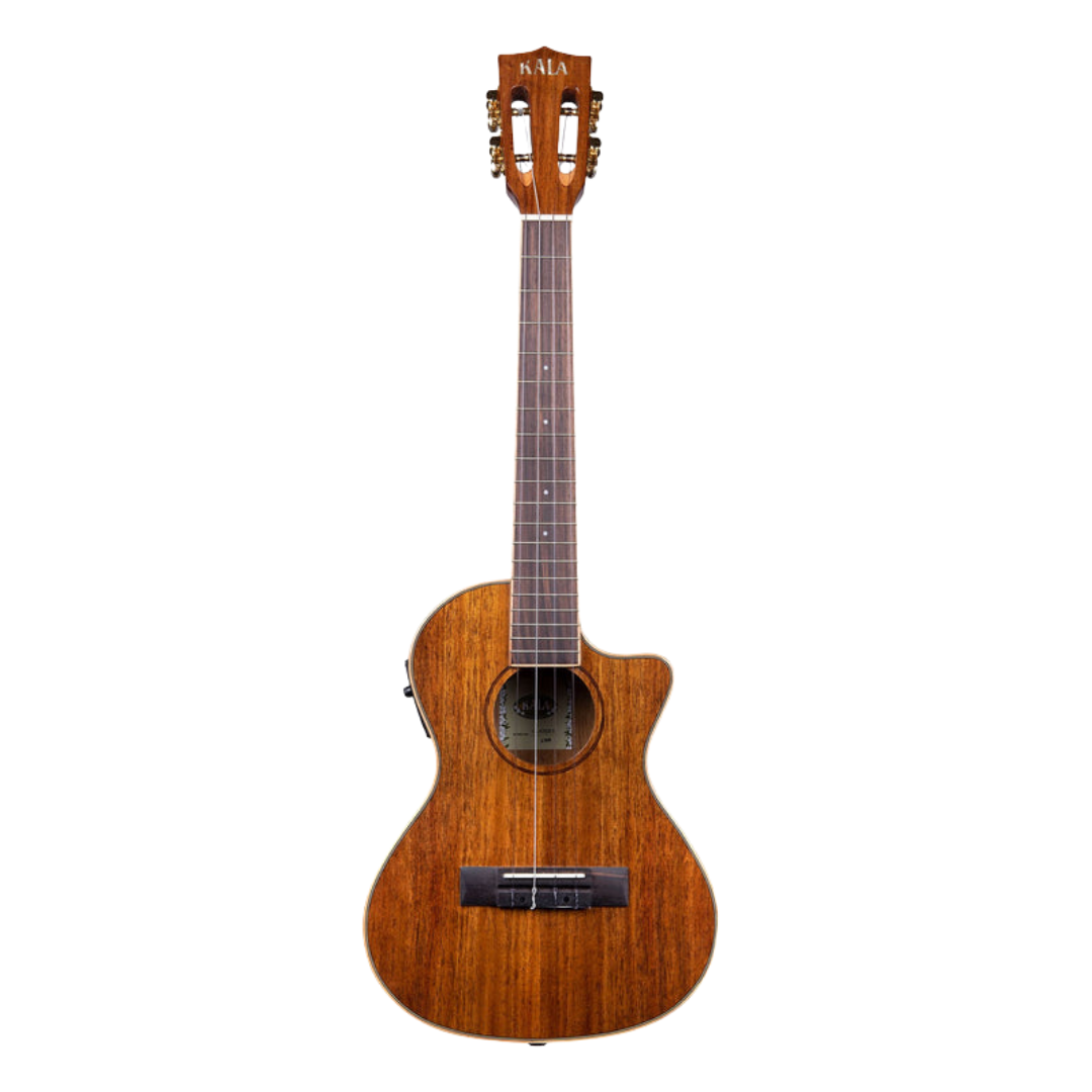 Gloss koa tenor ukulele with cutaway and electronics