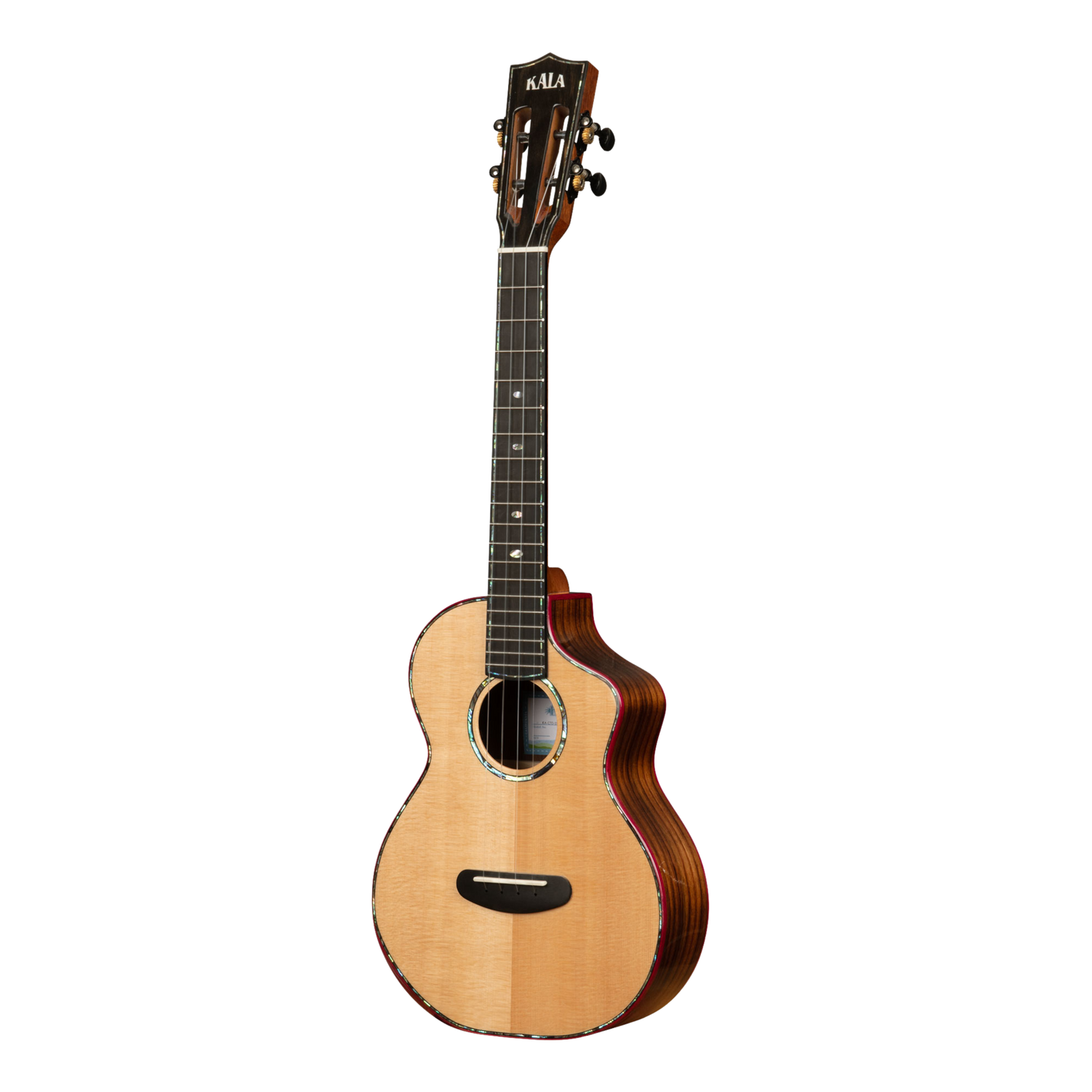Kala Contour Deluxe Tenor Ukulele – Solid Spruce &amp; Rosewood with Cutaway + Bag - KA-CTD-SSRW-TG-C