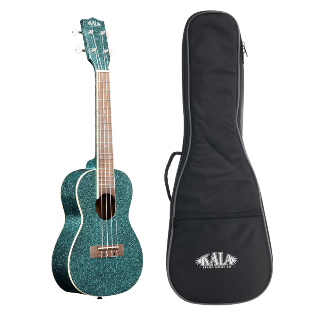 kala ka-sprk-aqua sparkle series aqua blue concert ukulele with gigbag