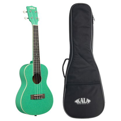 Sparkling green Kala concert ukulele with cream binding and gloss finish