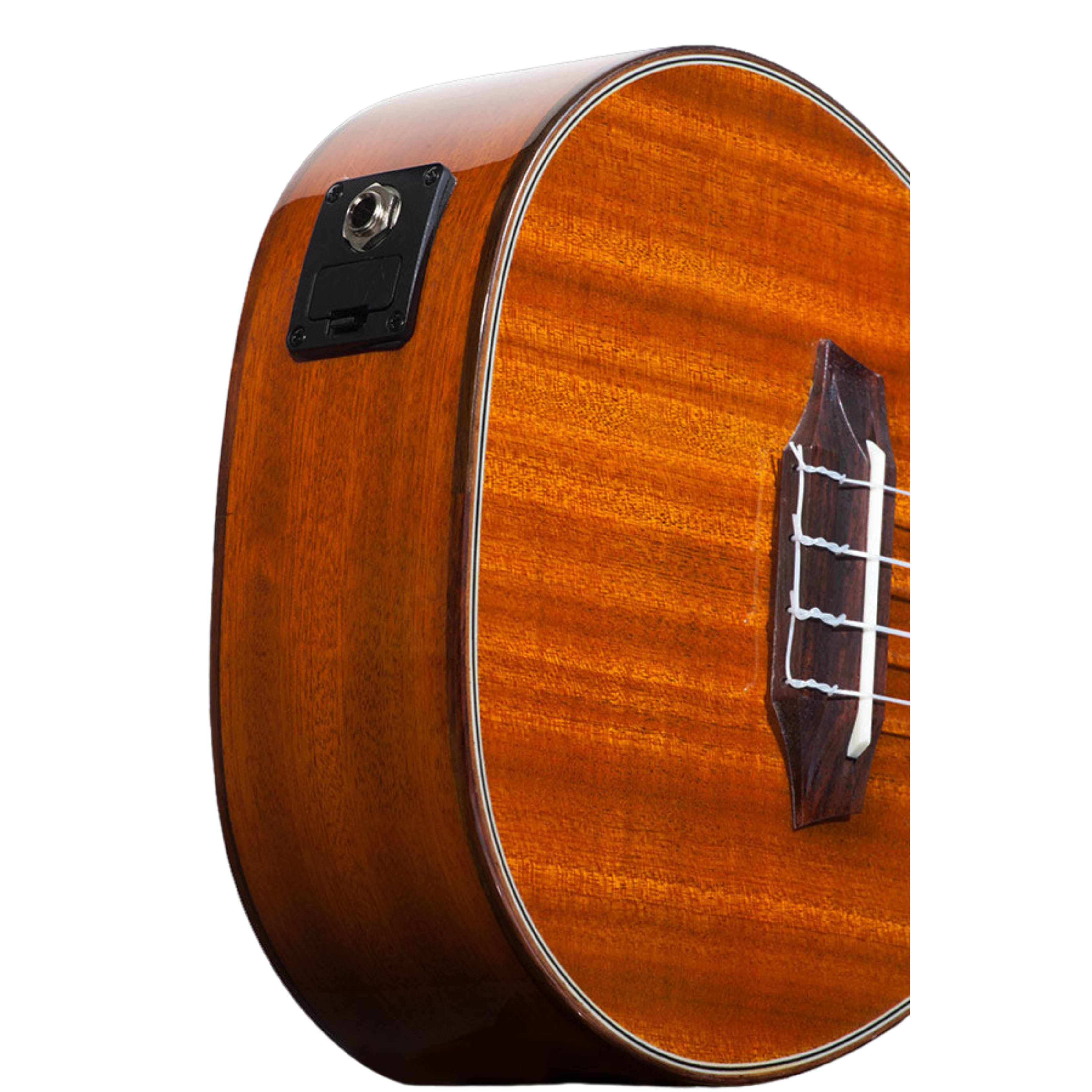 Ohana CK-35GCE All Solid Mahogany Concert Ukulele with gloss finish, active pickup system, cutaway design for easy fret access, and beautiful hardwood binding for a rich, warm tone.