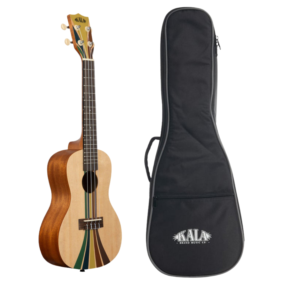 Kala Surf Series Riptide Concert Ukulele with gigbag – retro surf style, spruce top, mahogany body.
