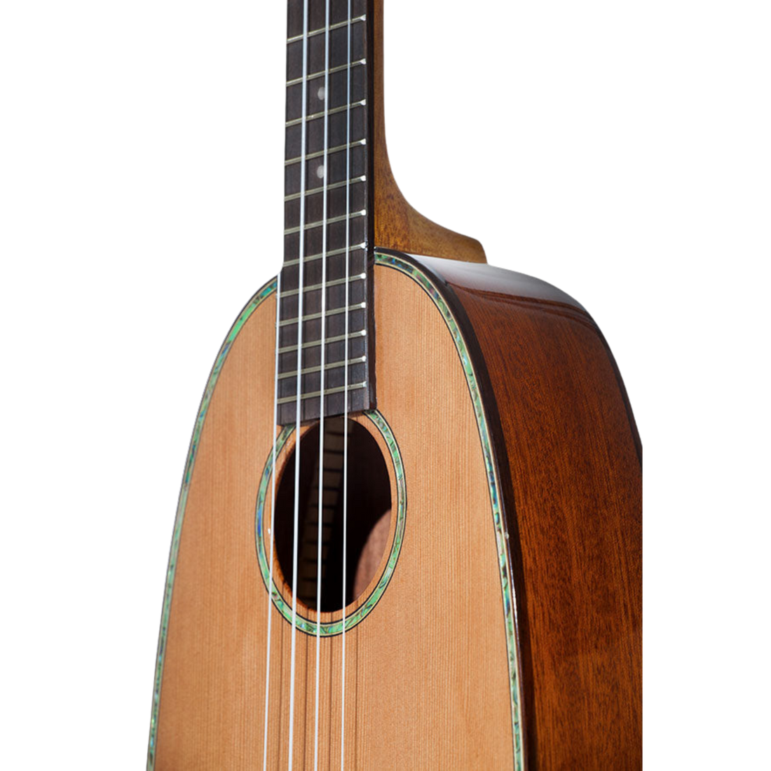 Ohana Pineapple Series PKC-50G Concert Ukulele with solid cedar top, mahogany body, abalone rosette, and mellow, rich tone for a unique musical experience.