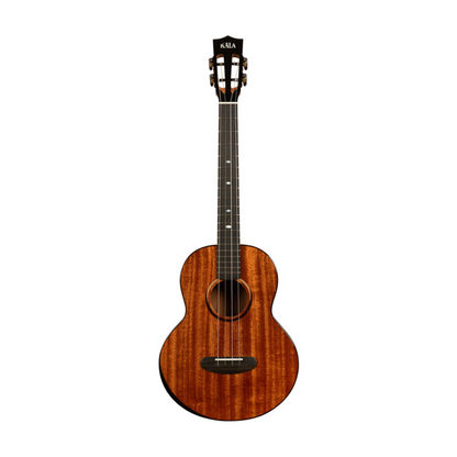 Kala KA-CT-SMH-BG Contour All Solid Gloss Mahogany Baritone Ukulele with Bag, showcasing elegant craftsmanship and deep mahogany tones.