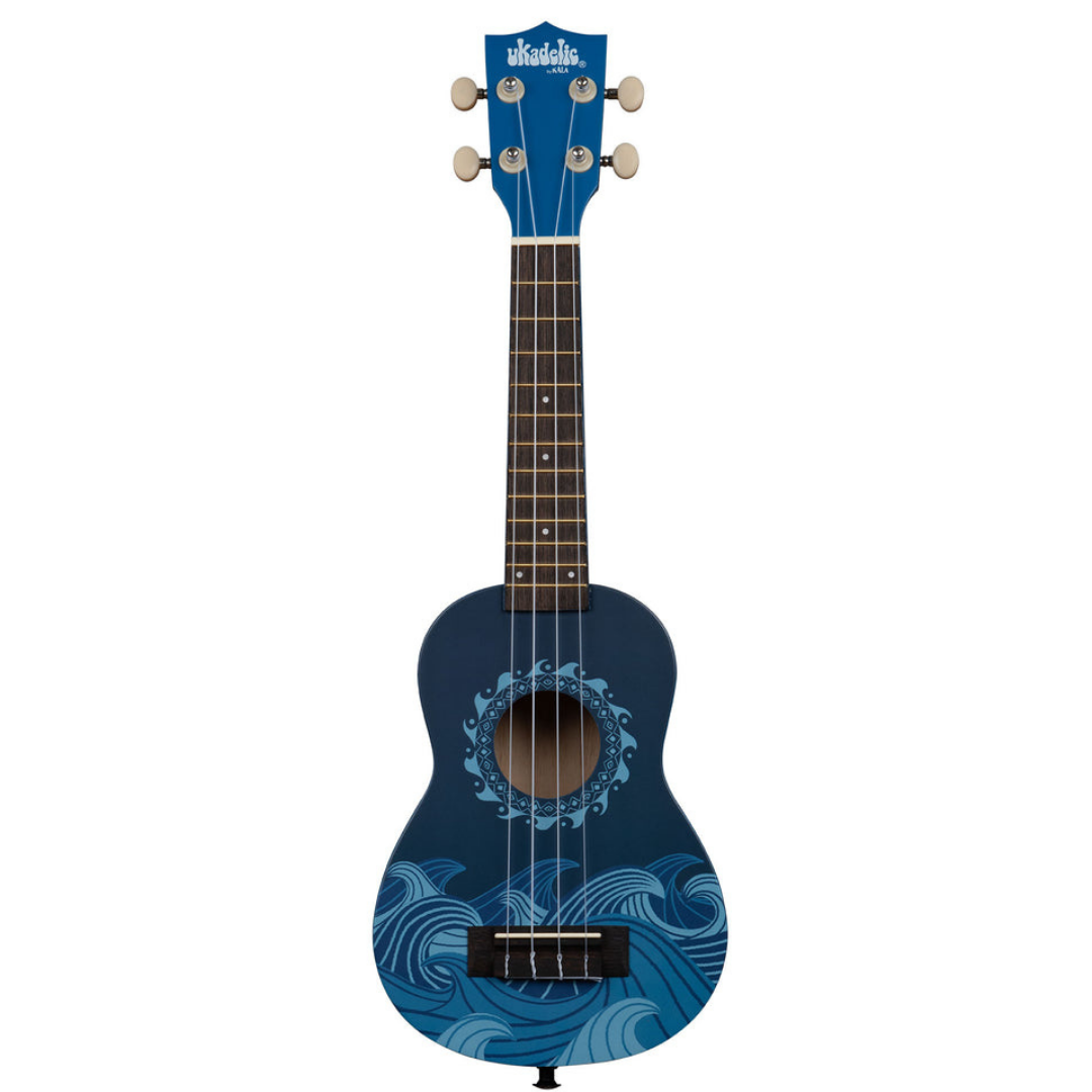 NUK-DEEPBLUE Kala Ukadelic Deep Blue Soprano Ukulele Ocean Wave Art Ukulele Australia