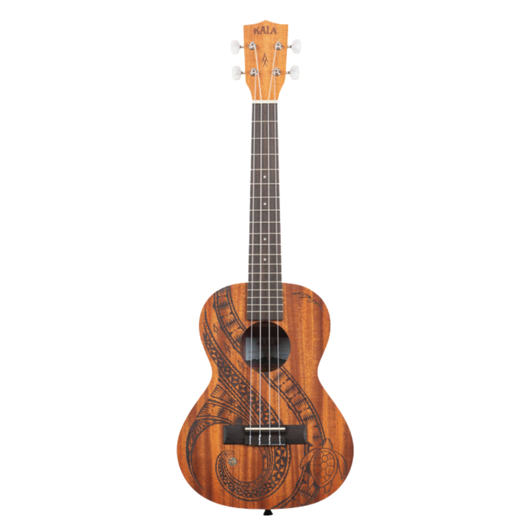 Kala Guidance Mahogany Tenor Ukulele with sea turtle laser-etched design