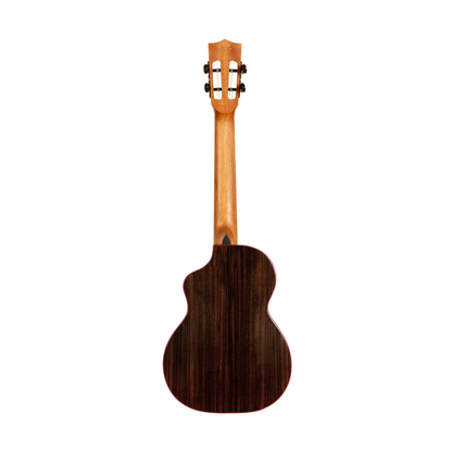 Kala KA-CT-SSRW-TG-C Contour All Solid Gloss Spruce Rosewood Tenor Ukulele with 17-inch scale, 18 frets, and rich tonal quality.