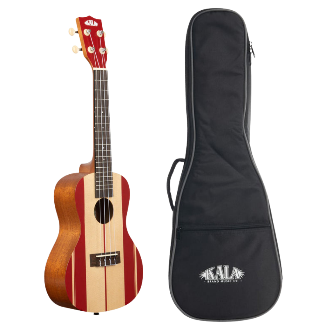 Kala Surf’s Up Concert Ukulele with retro surf design and gigbag