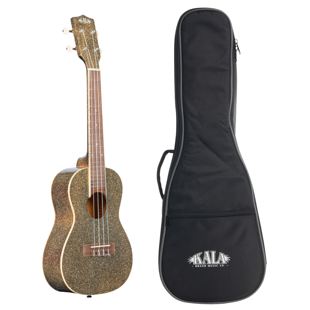 KA-SPRK-GOLD Kala Sparkle Gold Concert Ukulele w/Gigbag – Best Ukulele for Beginners