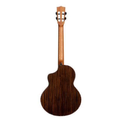 Kala Contour Deluxe Baritone Ukulele with solid Spruce top, Rosewood body, cutaway design, and gig bag.