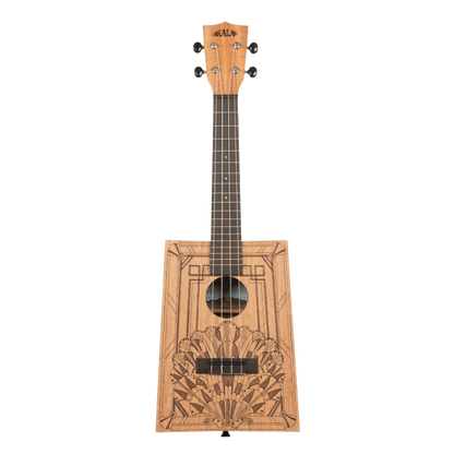 Kala Art Deco Cigar Box Concert Ukulele KA-CB-DECO-C with laser-etched design