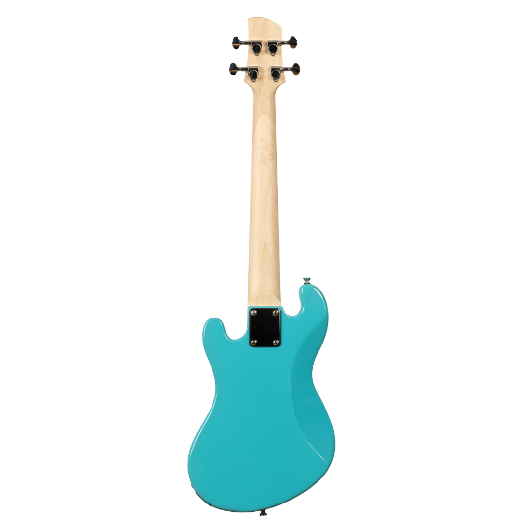 Kala Okoume Electric Bass U•BASS in Surf Blue, featuring solid body design and deep, punchy bass tone.