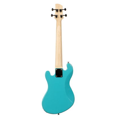 Kala Okoume Electric Bass U•BASS in Surf Blue, featuring solid body design and deep, punchy bass tone.